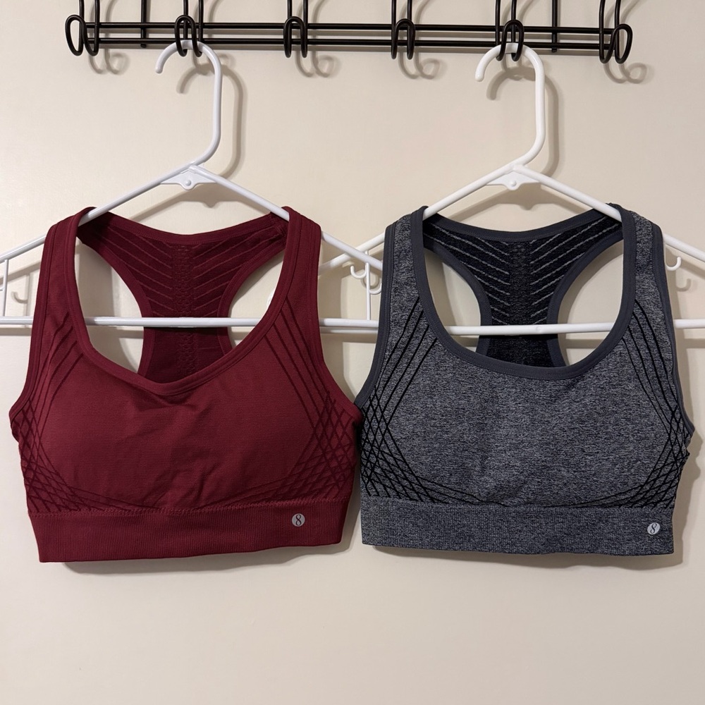 2 Layer8 Qwick-Dry Padded Sports Bras | Maroon & Grey